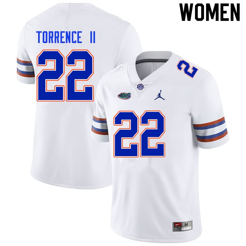 NCAA Florida Gators Rashad Torrence II Women's #22 Nike White Stitched Authentic College Football Jersey VRQ8364WF